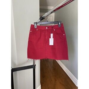 Topshop Denim Skirt In Cherry Red Size 6 US / 10 UK